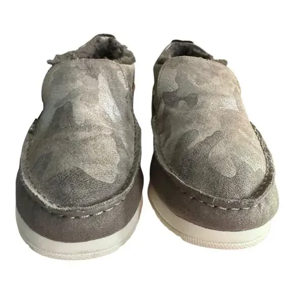 Sperry Womens Moc Sider Olive Faux Fur Lined Slip On Shoe Size 7.5 Camo Style - Picture 3 of 9